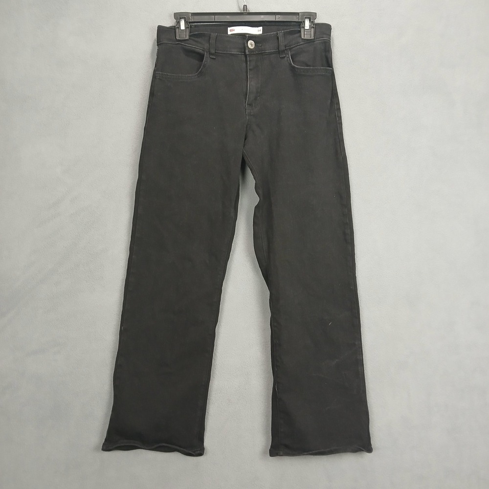Levi's Ankle Jeans Womens 14 Black Dark Wash Denim Relaxed Fit Mid Rise Wide Leg
